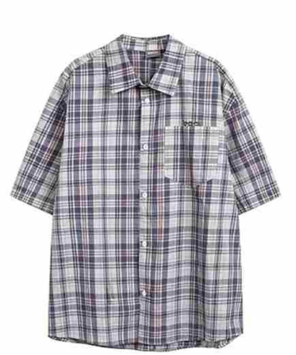 Gray Plaid Embroidered Shirt